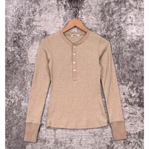 Buck Mason Beige Long Sleeve Henley Top
